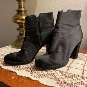 Calvin Klein satin PLATFORM ZIP ANKLE BOOTIES